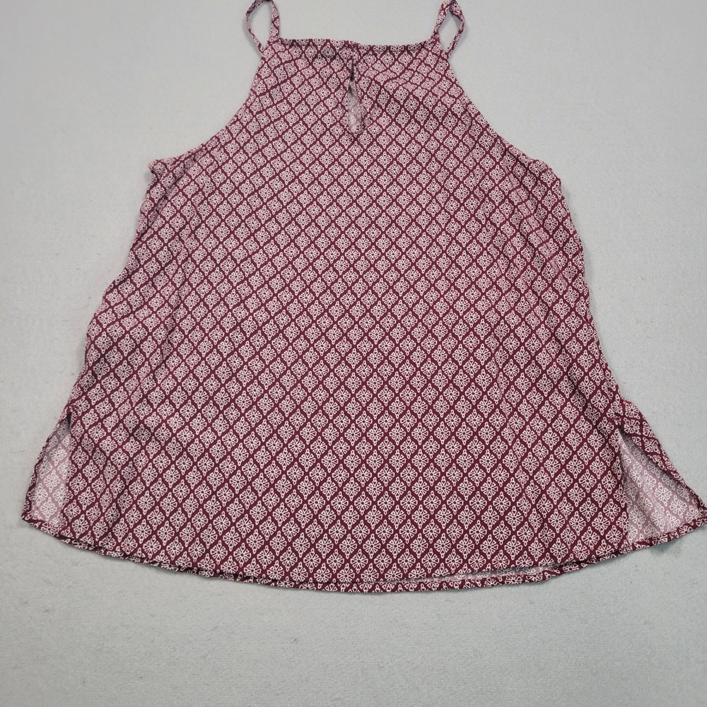 Old Navy Womens Medium Maroon Geometric High Neck Sleeveless Cami Tank Top - Picture 5 of 6